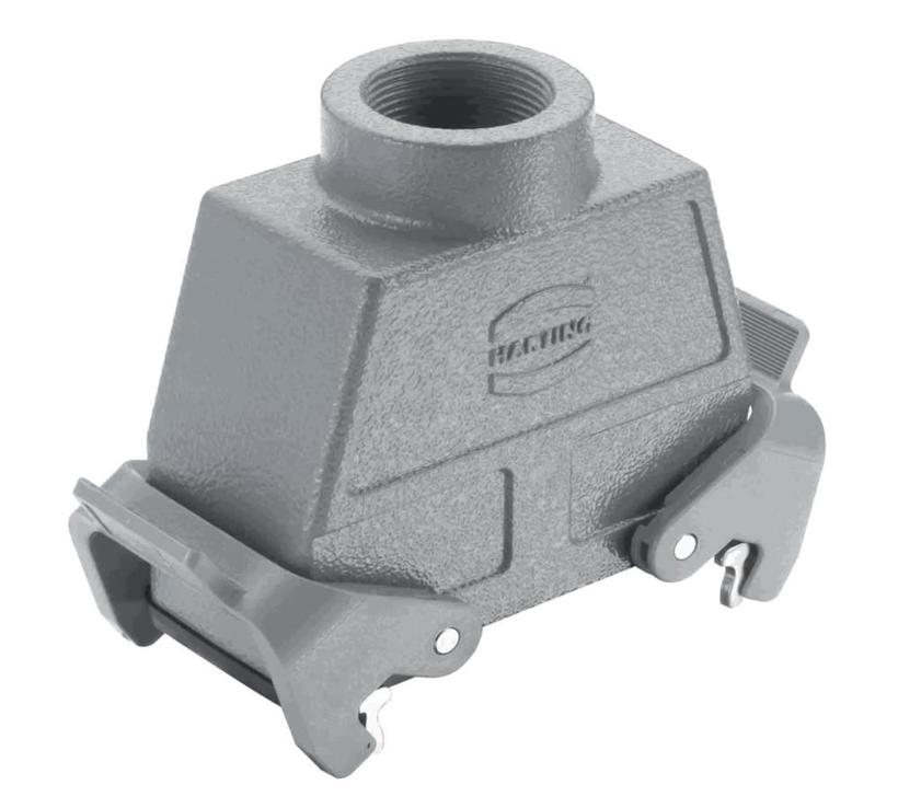Harting HB-16 Tbf PG21, Kupplungsgehäuse Hohe Bauform, 2 seitliche Bügel und Gummilippe