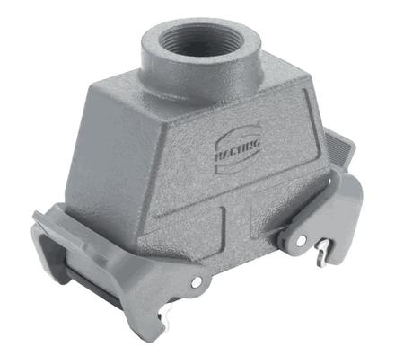 Harting HB-16 Tbf PG21, Kupplungsgehäuse Hohe Bauform, 2 seitliche Bügel und Gummilippe
