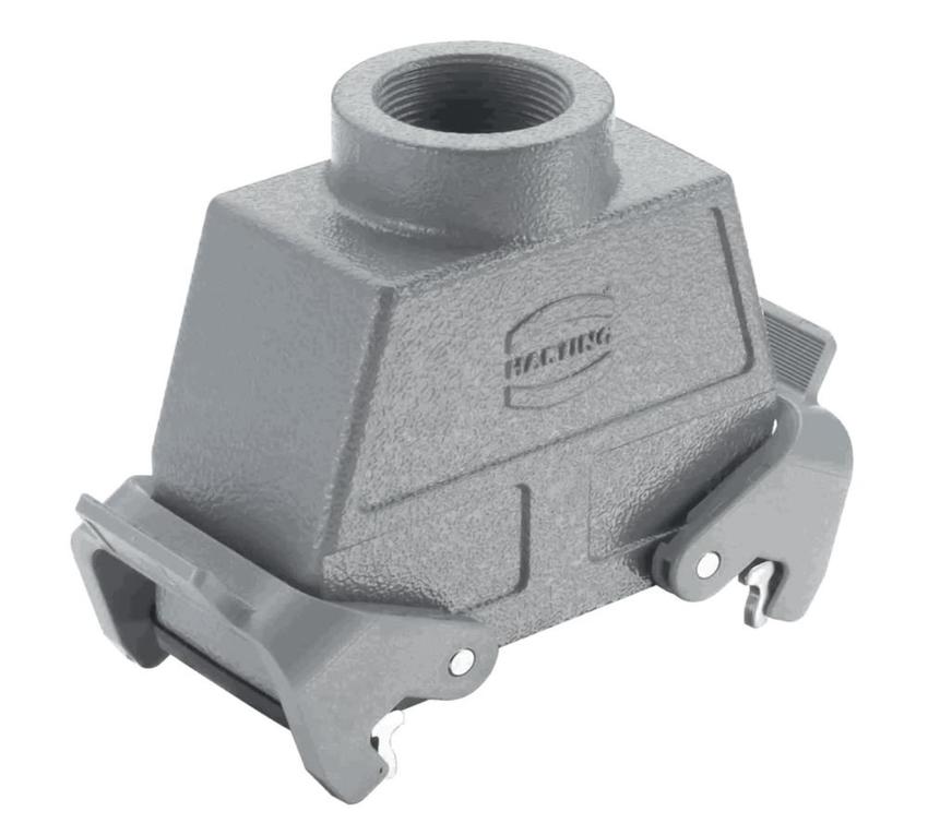 Harting HB-16 Tbf PG21, Kupplungsgehäuse Hohe Bauform, 2 seitliche Bügel und Gummilippe