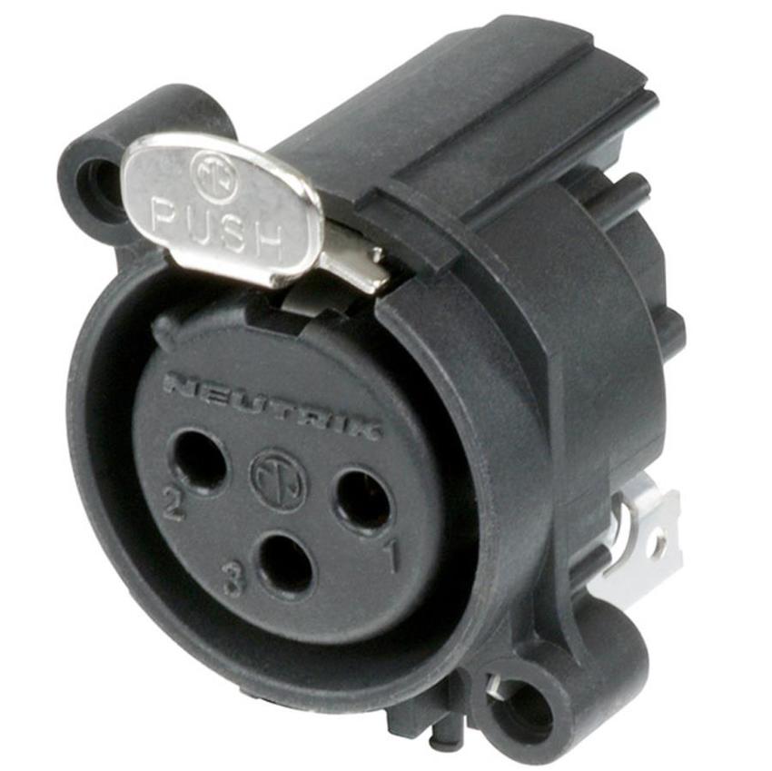 Neutrik 3pol-XLR Chassisbuchse, horizontale Leiterplattenm. Gold beschichtete Kontakte