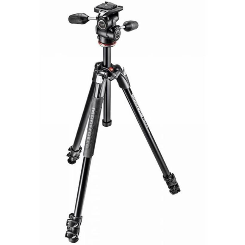 MANFROTTO 290 Xtra Alu Stativ QPL mit 3-Wege-Neiger 3 Segmente, inklusive Tragetasche