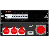 Ultralite Stromvert. STV 63A, FI, IN: CEE63 Anbaust./rücks. OUT: 3 CEE32 rücks., 9 LS C32