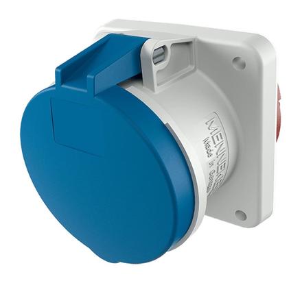 CEE Mennekes, 3pol, 63A/230V, Anbaudose, Farbe blau, IP44 gerade Ausführung, Anschluß: Schraub-Klemmen