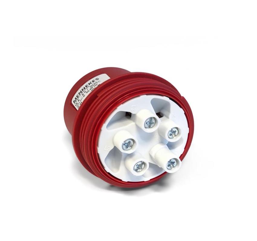 CEE Mennekes, 5pol, 16A/400V, Stecker, Farbe ROT/GRAU, IP44 "PowerTOP Plus", Anschluß: Schraub-Klemmen ErgoCONTACT