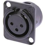 Neutrik 3pol-XLR Chassisbuchse, Plastik schwarz, Lötanschl. vernickeltes Gehäuse, Silber beschichtete Kontakte