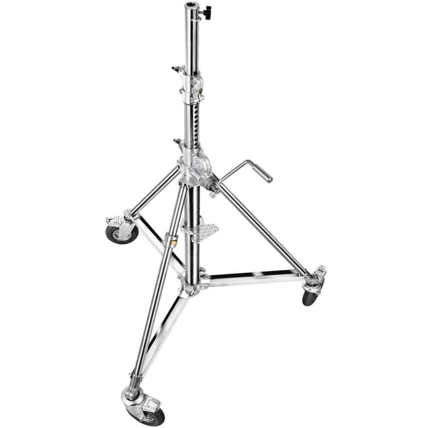 MANFROTTO STAINLESS LOW BASE SUPER WIND UP STAND 29 WITH FOAM WHEELS
