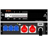 Ultralite Stromvert. STV 63A, FI, IN: CEE63 Kab. 1.5m/rücks. OUT: 2 CEE16, 3 Schuko rücks., 9 LS C16