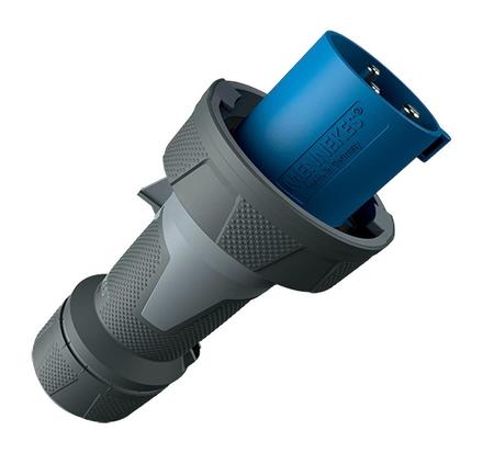 CEE Mennekes, 3pol, 125A/230V, Stecker, Farbe blau, IP67 "PowerTOP Xtra" R, Anschluß: Rahmen-Klemmen, Schraubkontakt