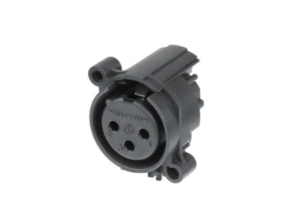 Neutrik 3pol-XLR Chassisbuchse, horizontale Leiterplattenm. Gold beschichtete Kontakte, Rückhaltefeder
