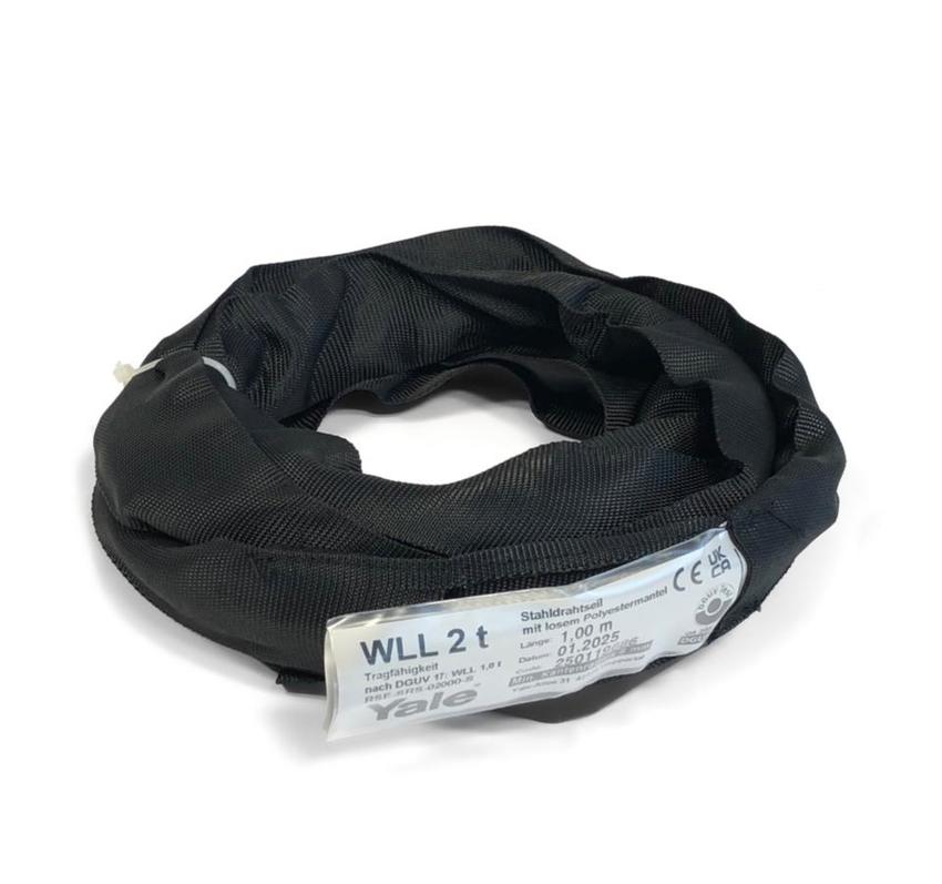 Yale Rundschlinge SSE BGV C1 1000kg, Umfang 2m / Länge 1m schwarz, mit Stahlseileinlage (SSE), WLL 2000kg,  max. 150°C
