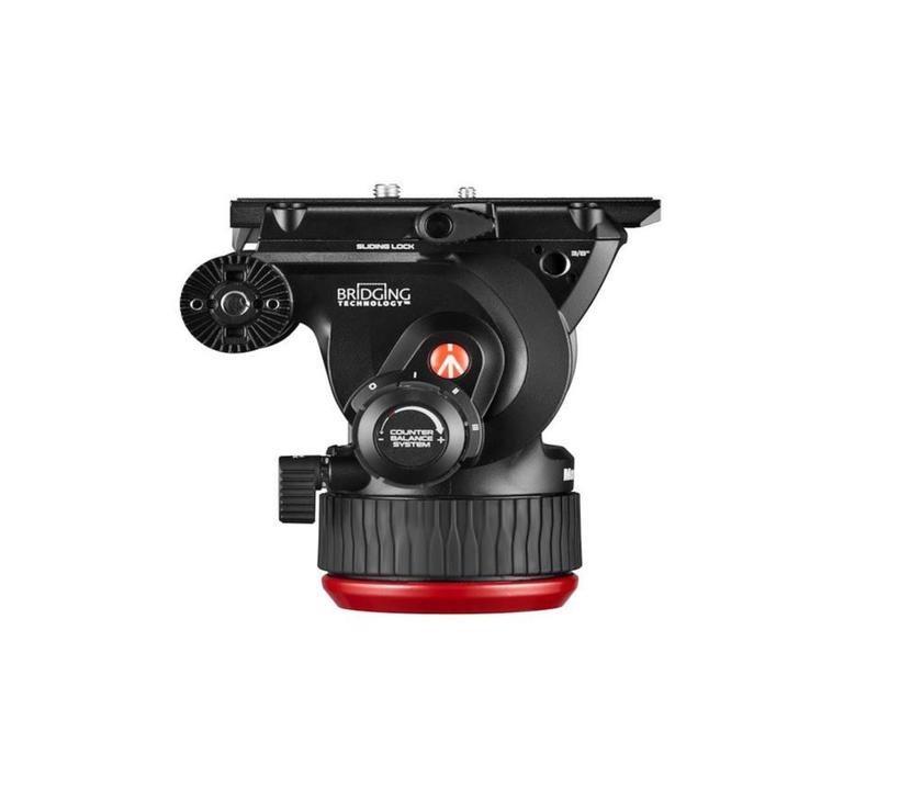 MANFROTTO Fluid-Videokopf 504X mit Carbonfaser- -Doppelrohrstativ, Mittelspinne und Tasche