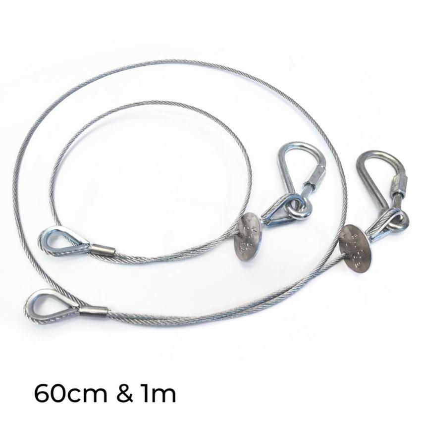 Ultralite Fangseil 04mm, 0.60m lang, 30Kg, mit Zertifikat mit Karabinernotglied mit Schraubverschluß, Tüte mit 10 Stck