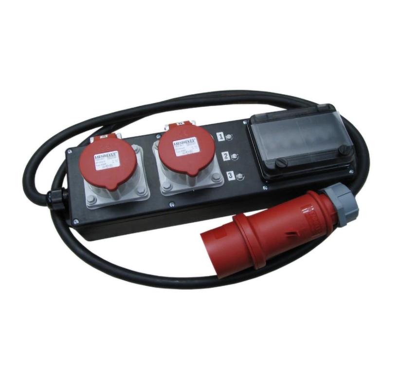 Ultralite Stromverteiler STG 32A, Outdoor, IP44, 6x LS IN: CEE32 Kabel 2m/seitlich, OUT: 2 CEE16,