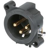 Neutrik 3pol-XLR Chassisst., Erdung: Sep. Massekontakt mit Gehäuse des Gegenst. & Front Panel, hor. Leiterpl.-m.