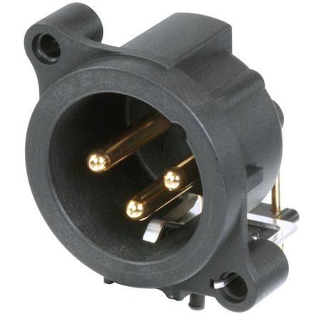 Neutrik 3pol-XLR Chassisst., Erdung: Sep. Massekontakt mit Gehäuse des Gegenst. & Front Panel, hor. Leiterpl.-m.