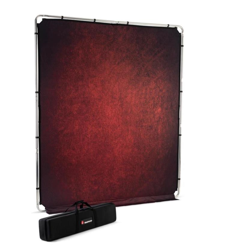 Manfrotto EzyFrame Vintage Crimson, 2 x 2,3m Hintegrund im Vintage-Stil, Farbe: Purpurrot, inkl. Rahmen und Tasche
