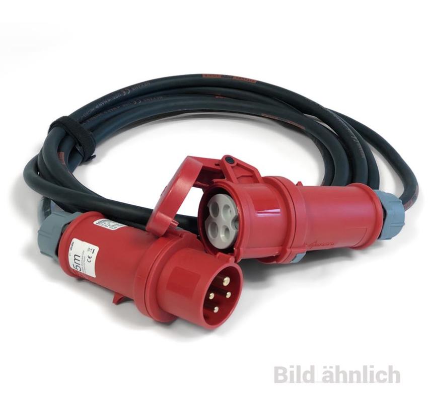 Ultralite Motorkabel CEE 16A, 4pol, 4x2.5mm², 10m H07RN-F 4 G 2.5 / Stecker & Buchse: 16A 4pol rot, Beschriftungstülle
