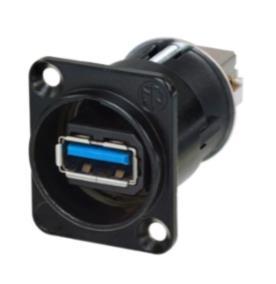 Neutrik Reversibler USB 3.0 Adapter (Typ A und B), Schwarz Serie: USB, D-Gehäuse