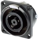 Speakon 8pol female Chassisst. im schwarz-verchromtem Metall-Gehäuse, Lötanschlüsse bzw. ¼" Flachsteckzungen