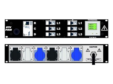Ultralite Stromvert. STVPAM 32A, FI, IN: CEE32 Ka. 2m/rücks. OUT: 6 Schuko rücks., 6 LS C16A, FI 0.03A