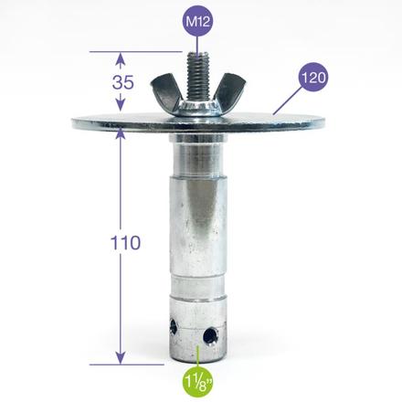 MANFROTTO SPIGOT 1-1/8"+12MA THRD+DIAM 1 28mm (1 1/8") Zapfen mit Teller und M12 Schraube