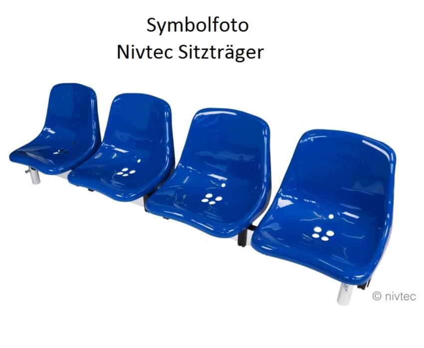 Nivtec Sitzträger mit 3 Sitzplätzen für Tribühnen, Steigung 20cm, inkl. FIFA-gerechten Kunststoffschalen,