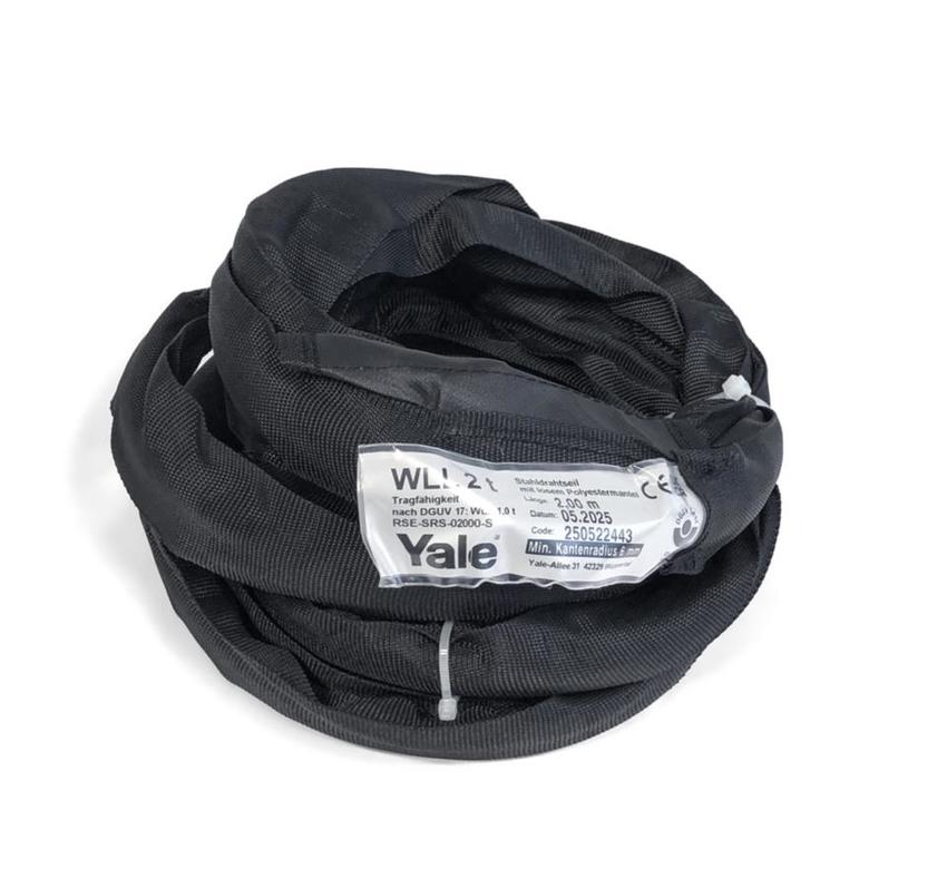 Yale Rundschlinge SSE BGV C1 1000kg, Umfang 4m / Länge 2m schwarz, mit Stahlseileinlage (SSE), WLL 2000kg, max. 150°C