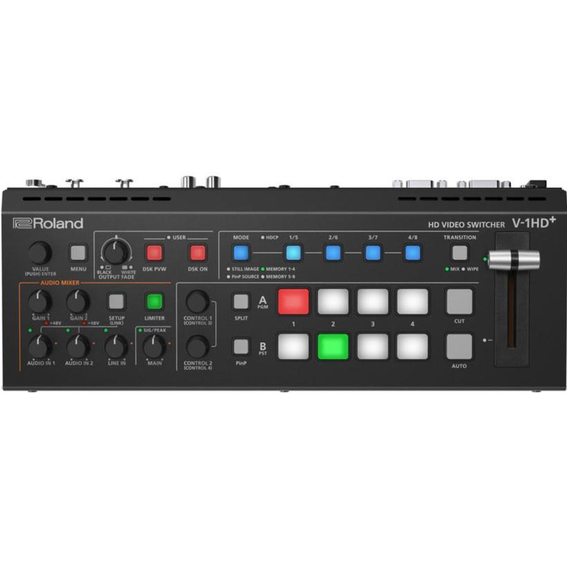 Roland V-1HD+,  Tragbarer 4-Channel HD Video Switcher mit Scaler & 2x MIC PRE-AMPS