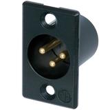 Neutrik 3pol-XLR Chassisst., Lötanschl., schwarzverchr. Geh. Gold beschichtete Kontakte !! Abverkauf !!