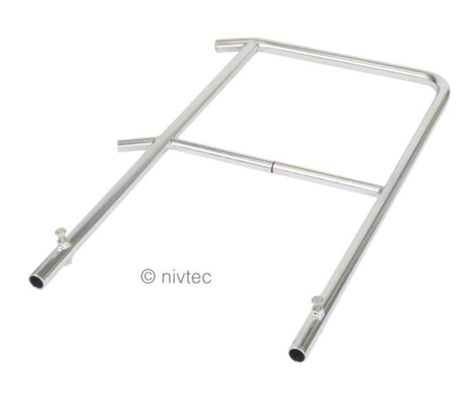 Nivtec Treppengeländer, H: 100 cm, Endstück Einhängetreppe für Podesttiefe oberste Stufe: 500 mm, auf Bühne endend