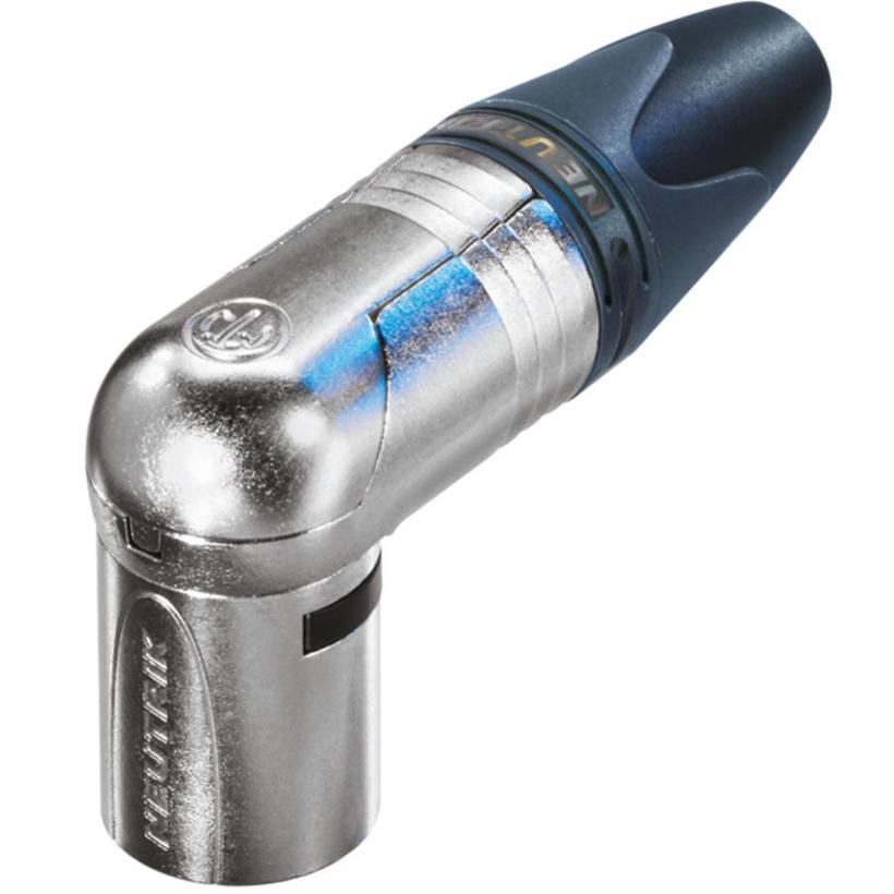 Neutrik 3pol-XLR Winkelkabelst., vernickeltes Gehäuse, Silber beschichtete Kontakte