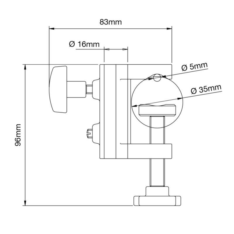 MANFROTTO MINI CLAMP mit 5/8" Sockel --> Klemmbereich: 5-35mm