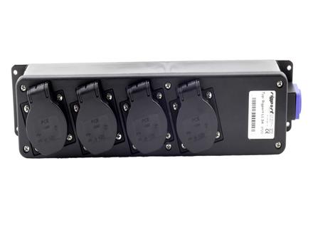 RigPortL1S4 - BreakoutBox mit Powercon Anschlüssen und 4 seitlichen Schukosteckdosen