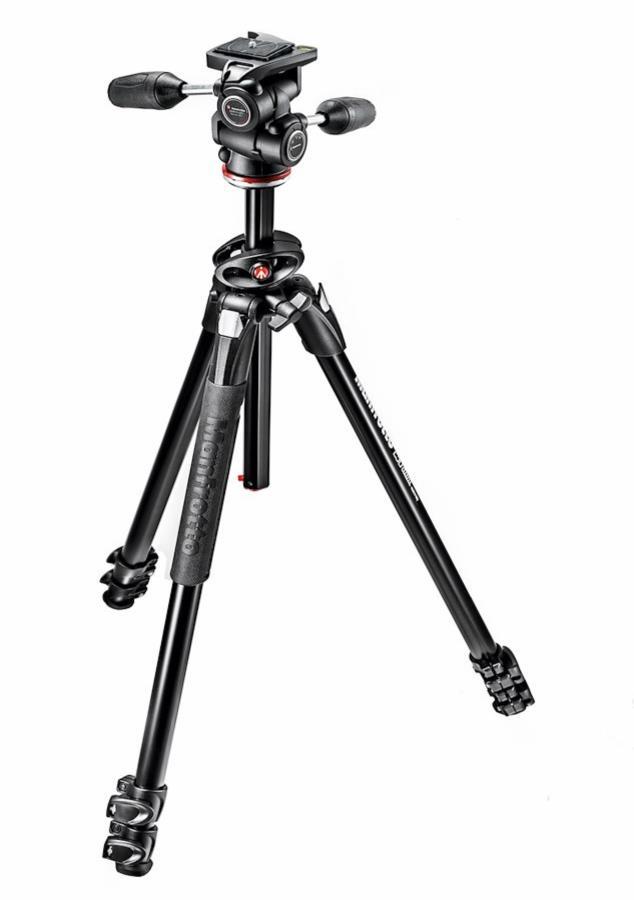 MANFROTTO  290 Dual Alu Stativ mit 3-Wege-Neiger, 3 Segmente 