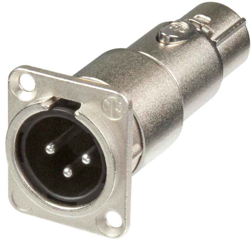 Neutrik 3pol-XLR Durchgangsadapter, D-Flansch, male-female Serie: Adapter XLR-3-CH-ST/XLR-3-CH-BU