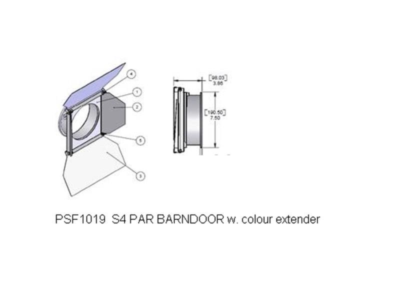 ETC Flügeltor, schwarz, mit Farbrahmenhalter, Long Version für Source Four PAR, PAR HID, PARNEL, PARNEL HID, FRESNEL