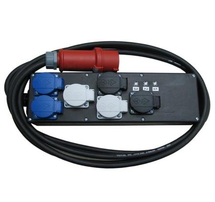 Ultralite Stromverteiler STG 16A, Indoor, IP40, IN: CEE16 Kabel 5m/seitlich, OUT: 6 Schuko, Phasenleuchten