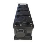 RigPortL1S4-T1 - BreakoutBox mit Powercon-True1 Anschlüssen und 4 seitlichen Schukosteckdosen