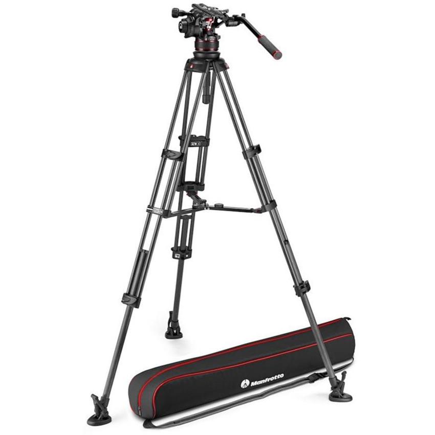 MANFROTTO Nitrotech 612 Carbon Video-Stativ mit Mittelspinne und Tasche