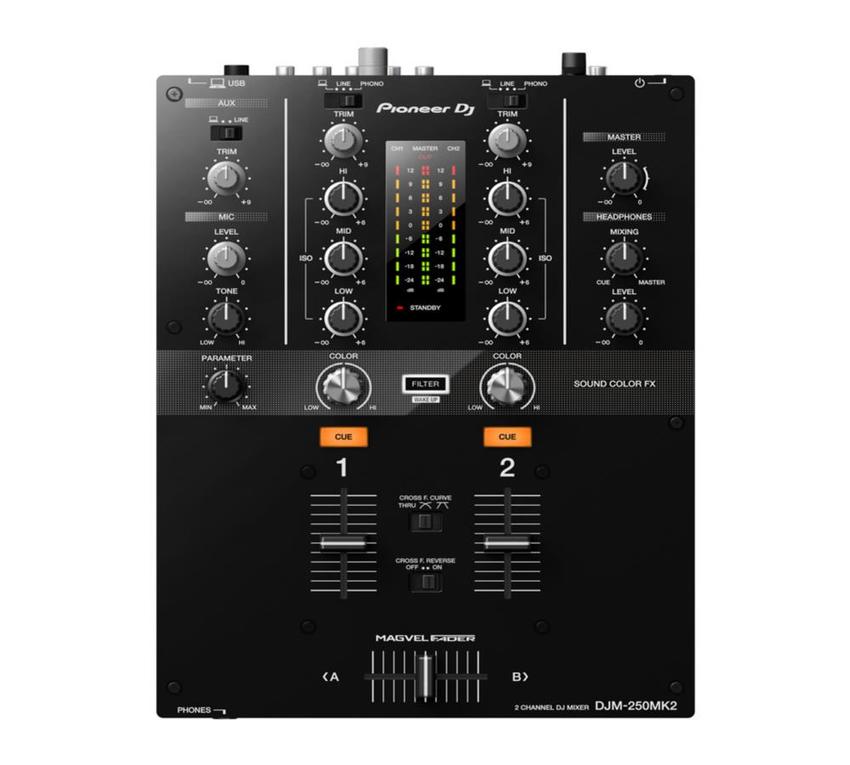 Pioneer DJM-250MK2, DJ-Mixer, 2 Kanäle, SCHWARZ 2-Kanal-DJ-Mixer mit unabhängigem Kanalfilter