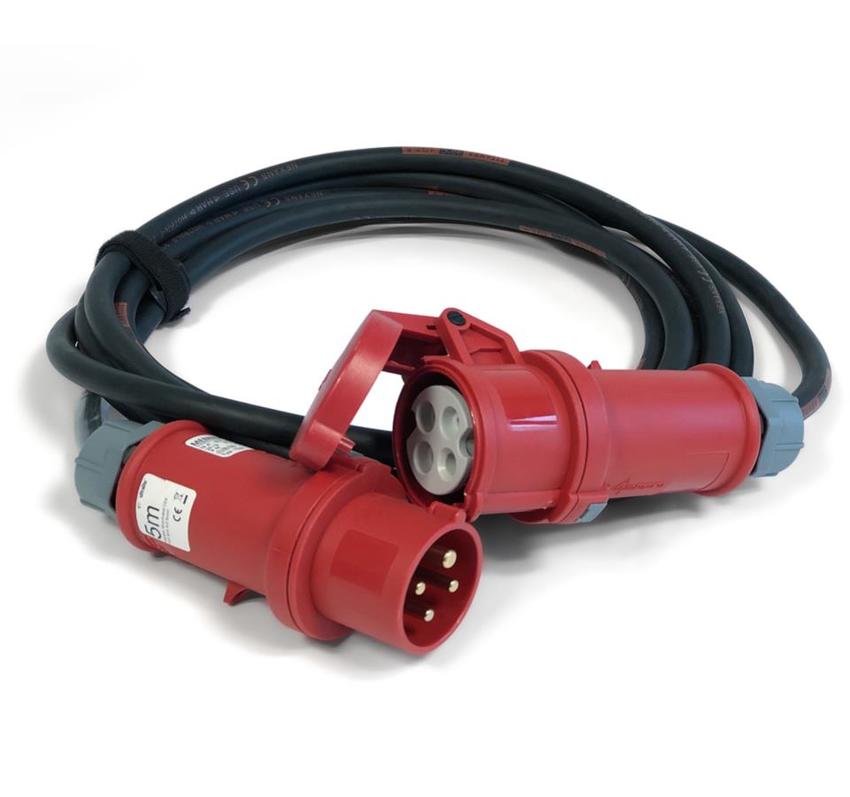 Ultralite Motorkabel CEE 16A, 4pol, 4x2.5mm², 05m H07RN-F 4 G 2.5 / Stecker & Buchse: 16A 4pol rot,Beschriftungstülle