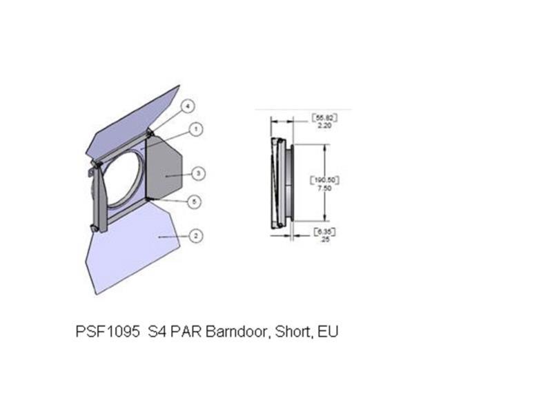 ETC Flügeltor, schwarz, kurz, EU, drehbar "Eco" Version für Source Four PAR, PAR HID, PARNEL, PARNEL HID, FRESNEL