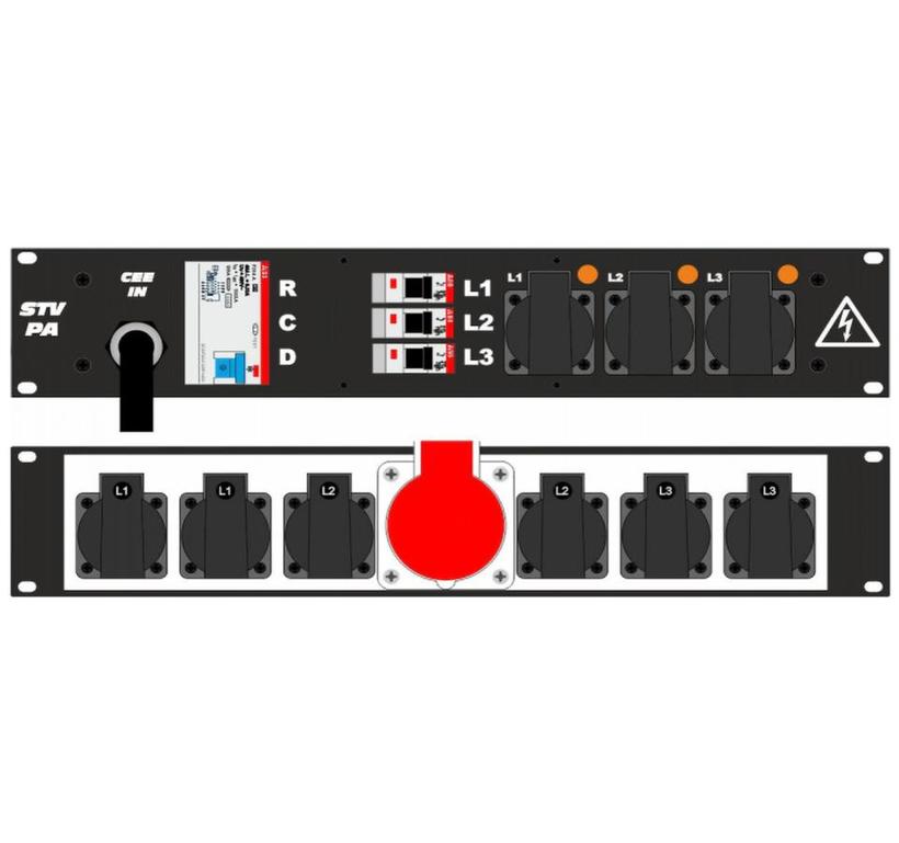 Ultralite Stromvert. STVPA 16A, IP20 INDOOR, FI, 3LS, IN: CEE16 Ka. 2m/vorne H07RN-F 5G2,5, 5p. 6h,