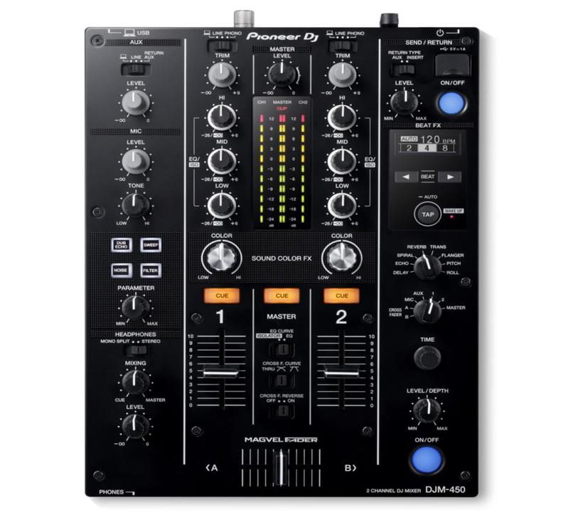 Pioneer DJM-450, DJ-Mixer, 2 Kanäle, SCHWARZ 