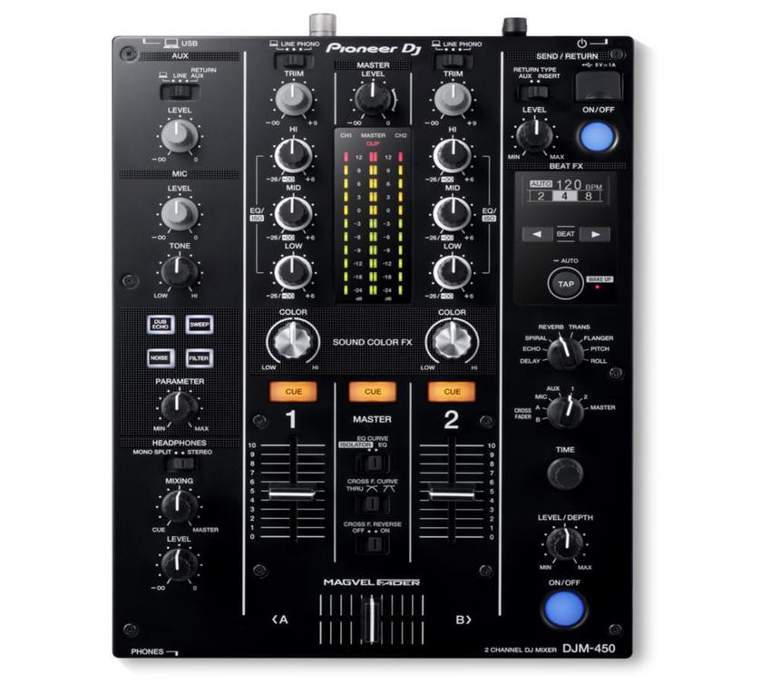 Pioneer DJM-450, DJ-Mixer, 2 Kanäle, SCHWARZ 