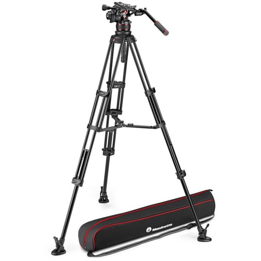 MANFROTTO Nitrotech 612 Aluminium Video-Stativ mit Mittelspinne und Tasche