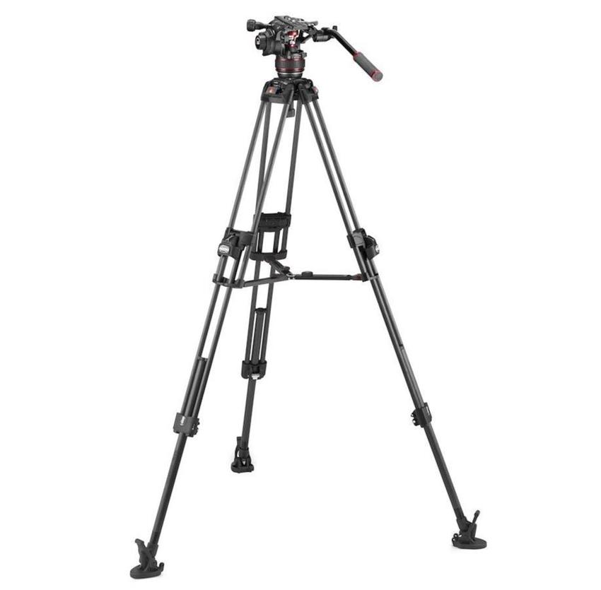 MANFROTTO Videokopf Nitrotech 608 mit Stativ 645 Fast Twin Alu und Tasche