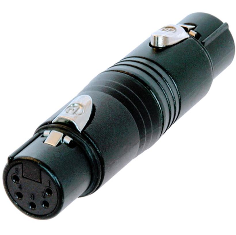 Neutrik 5pol-XLR Kabelbuchse - 5pol-XLR Kabelbu., schwarz Serie: Adapter XLR-5-KA-BU/XLR-5-KA-BU