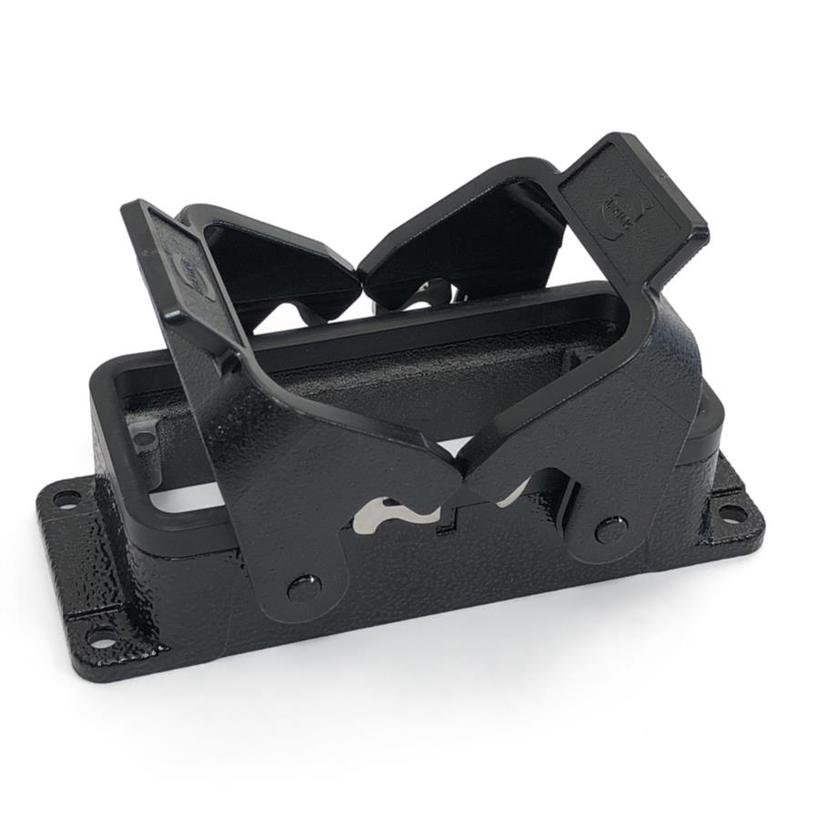 Harting HB-16 agg QB, Anbaugehäuse, SCHWARZ Niedrige Bauform, 2 seitliche Bügel und Gummilippe