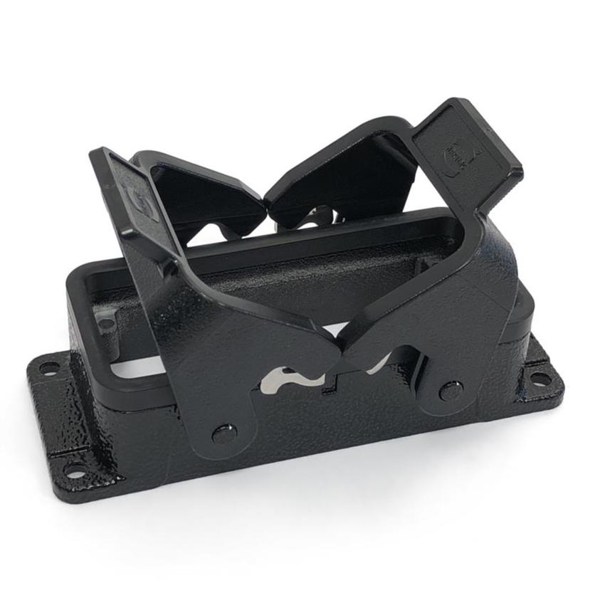 Harting HB-16 agg QB, Anbaugehäuse, SCHWARZ Niedrige Bauform, 2 seitliche Bügel und Gummilippe